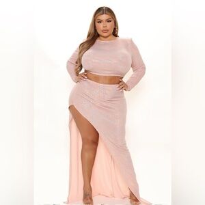 Fashion Nova Pink Set With Maxi Pencil Skirt with Slit